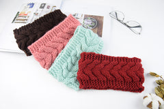 Faixa de cabeça de lã tricotada torcida com proteção para orelhas