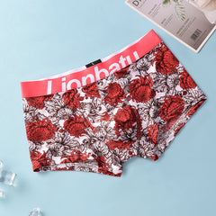 Boxers masculinos de seda gelada leves respiráveis para meninos jovens estampados cuecas boxer