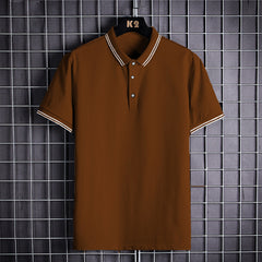 Camisa polo de trigo para hombre, estilo informal, sencillo, estilo británico, con solapa y manga corta, para caballero, para verano