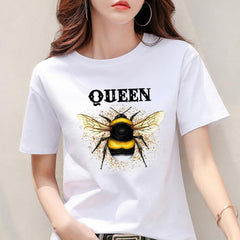 Tecido Modal Feminino Estampa de Leopardo Estampa de Coração Nova Manga Curta