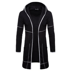 Men's Long Sleeve Mid-length Cardigan Hooded Solid Color Men's Youth Sweater