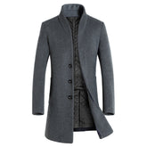 Casaco longo masculino de lã, trench coat
