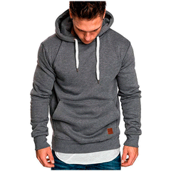 2021 new men's solid color outdoor sports sweater casual fashion hood