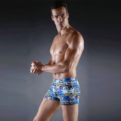 Shorts de banho com estampa boxer masculino