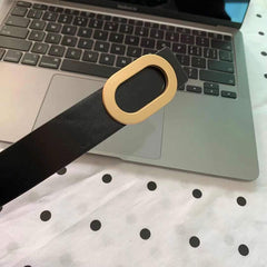 Fivela oval feminina cinto estilo coreano versátil casual moda simples combinando suéter terno saia calça