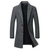 Casaco longo masculino de lã, trench coat