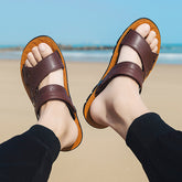 Sandálias de verão masculinas Sapatos de praia Couro Moda casual