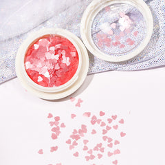 Lentejuelas ultrafinas mate con forma de corazón de melocotón para uñas