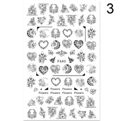 Pegatinas adhesivas de flores de verano y amor Pegatinas para decoración de uñas Pegatinas para uñas de comercio exterior Calcomanías para decoración de uñas