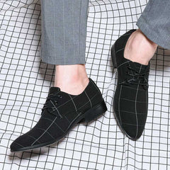 Zapatos de cuero para hombre, de negocios, con cordones, estilo británico, para vestir formal