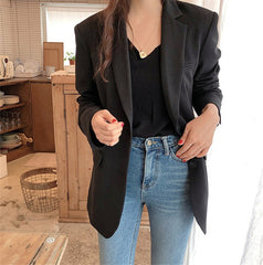 British Style Long Loose Casual Suit Jacket