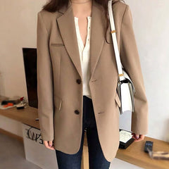 British Style Long Loose Casual Suit Jacket
