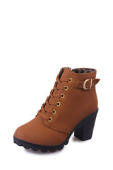 Novas botas femininas casuais de salto alto e salto grosso