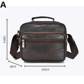 Bolso de hombro diagonal de cuero suave de piel de oveja con capa de cabeza completa para hombre