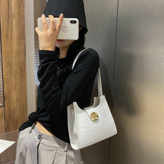 Bolso de hombro con estampado de cocodrilo en color liso