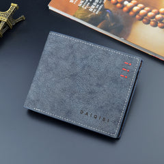 Cartera para hombre, cartera corta, cartera juvenil masculina, nueva cartera retro de cuero suave horizontal de gran capacidad con acabado esmerilado
