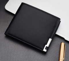 Carteira pequena masculina porta-cartões fashion carteira curta de couro masculina