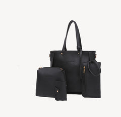 Versión coreana de bolso de mano de un solo hombro con borlas de color sólido, bolso de mujer de cuatro piezas