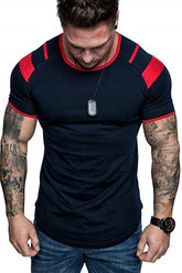 Versão leve masculina da camiseta de gola redonda primavera gola redonda algodão esportes mangas curtas