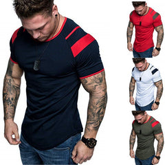Versión ligera para hombre de la camiseta de cuello redondo de primavera, cuello redondo, algodón, manga corta deportiva