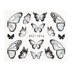 Pegatinas para decoración de uñas, diseño retro de mariposa grande con acuarela, marca de agua para uñas