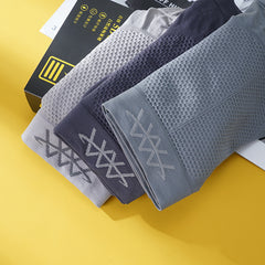 Cuecas boxer respiráveis masculinas de cintura média sem costura e alta elasticidade