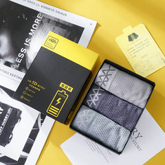 Cuecas boxer respiráveis masculinas de cintura média sem costura e alta elasticidade