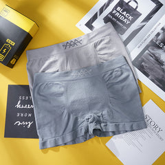 Cuecas boxer respiráveis masculinas de cintura média sem costura e alta elasticidade