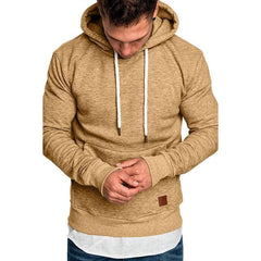 2021 new men's solid color outdoor sports sweater casual fashion hood