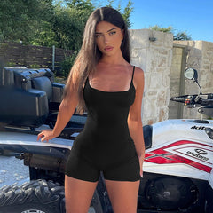 Macacão casual feminino sem mangas e decote V