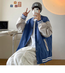 Casaco de uniforme de beisebol solto estilo porto casual