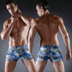 Shorts de banho com estampa boxer masculino