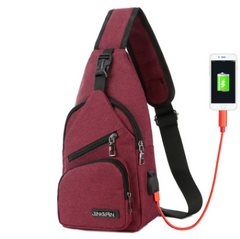 Nuevo bolso de hombro para hombre, bolso de carga, bolso de pecho deportivo con puerto USB para hombre, paquete diagonal para exteriores