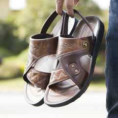 Sapatos de praia casuais masculinos sandálias e chinelos antiderrapantes de uso duplo