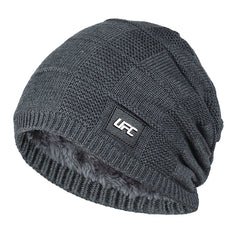 Knitted Hat Male Plush Wool Outdoor Pullover