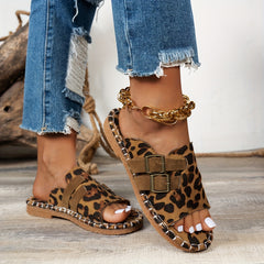 Stylish leopard print slip-on sandals – comfy, cute, perfect for summer and everyday wear