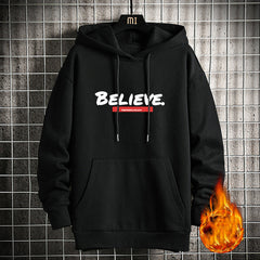 Suéter de lã com capuz solto tamanho grande masculino