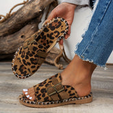 Stylish leopard print slip-on sandals – comfy, cute, perfect for summer and everyday wear