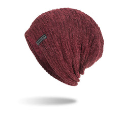 Gorro de tela con patrón horizontal y vertical de vellón