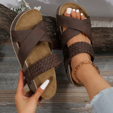 Women’s braided thick sole slippers – comfy, casual, with stylish cross straps