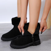 Botas de pelúcia quentes inverno moda zíper lateral bota de neve para mulheres ao ar livre sapatos de salto baixo engrossados