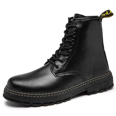 Botas militares de estilo nuevo Botas de cuero negras estilo británico para hombre