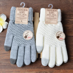 Guantes de punto para mujer, de jacquard, con pantalla táctil, cálidos y modernos guantes de invierno