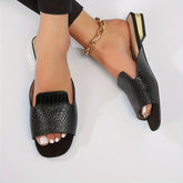Women’s Chunky Low Heel Sandals – Fashionable Square Open Toe Slip-Ons, Perfect for Dressy Looks