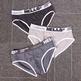 Cuecas masculinas listradas de algodão triangular, cintura baixa, cuecas respiráveis para homens