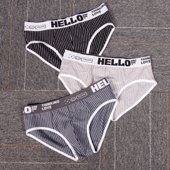 Calzoncillos de hombre de algodón a rayas con forma de triángulo y cintura baja, ropa interior transpirable para hombre