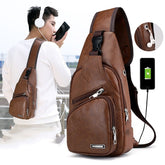 A nova bolsa de peito antirroubo com carregamento USB masculina