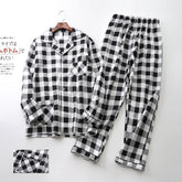 Conjunto de pijama masculino com calças de manga comprida estampadas