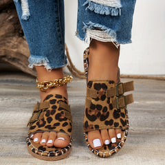 Stylish leopard print slip-on sandals – comfy, cute, perfect for summer and everyday wear