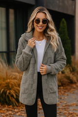 Oversized Hooded Plush Velvet Jacket – Autumn & Winter